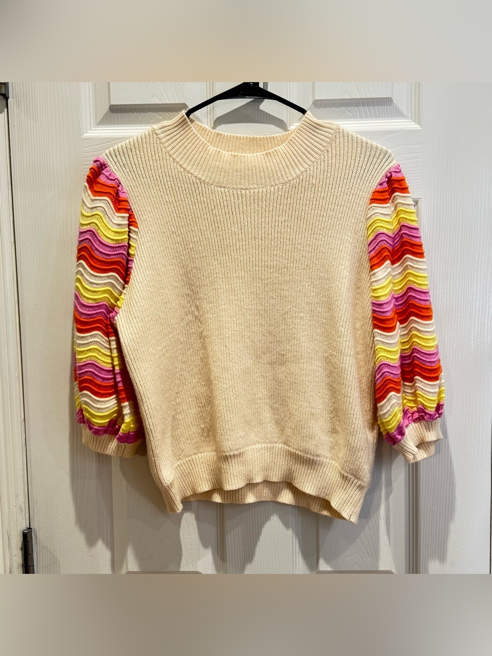THML Women's Small Ribbed Knit Sweater Pink Orange Yellow